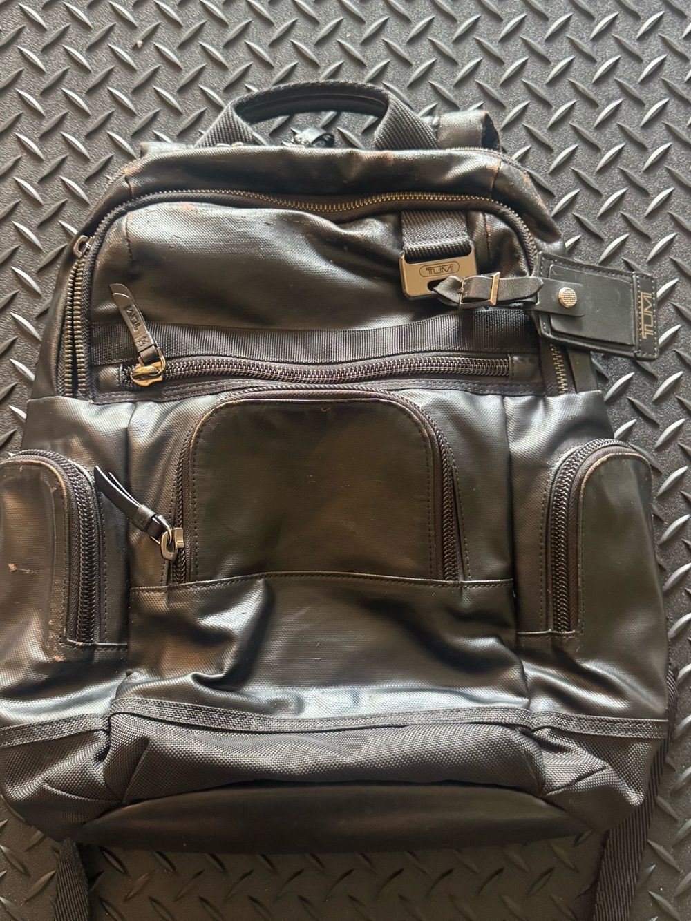 TUMI Alpha 3 leather brief backpack